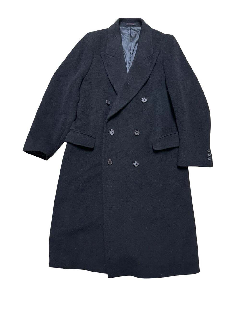 Nino Cerruti Men’s Black Double Breasted Overcoat Wool Cashmere Blend Brazil